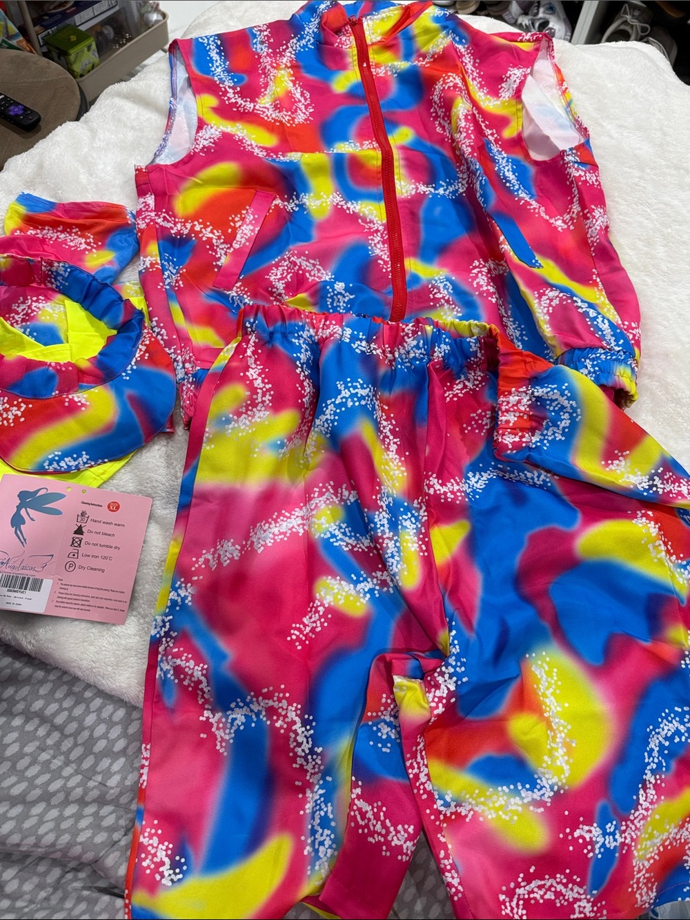 Vibrant Tie-Dye Active Set - Pink Blue Yellow